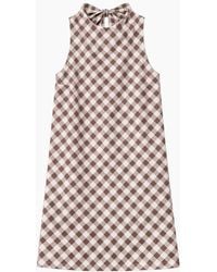 Ro&zo - Petite Gingham Linen Blend Cowl Neck Dress - Lyst