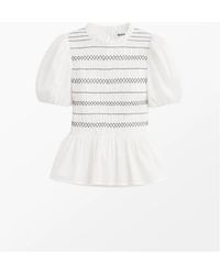 Ro&zo - Cotton Voile Shirred Bodice Top - Lyst
