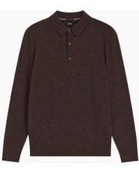 BOSS - H-Lancione Merino Wool Polo Sweater - Lyst