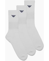 Emporio Armani - Cotton 3-Pack Eagle Logo Socks - Lyst