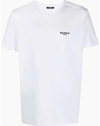 Balmain - Small Logo Flock Cotton T-Shirt - Lyst