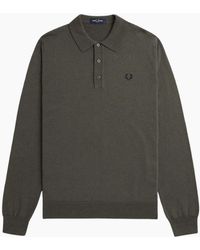 Fred Perry - Plain Field Long Sleeve Knitted Polo - Lyst