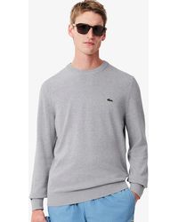 Lacoste - Monochrome Crew Neck Cotton Sweater - Lyst