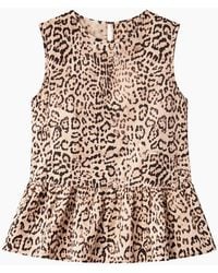 Ro&zo - Leopard Print Cotton Peplum Top - Lyst