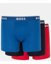BOSS - Boss Power Three Pack Stretch Cotton Boxer Briefs With Logos Nos - Lyst