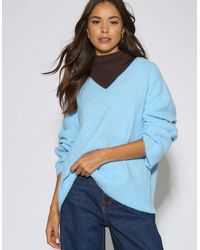 Gini London - Bright V Neck Recycle Mix Knit Jumper - Lyst