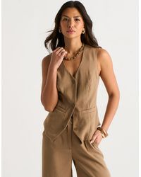 Gini London - Camel Tailored Button-Up Waistcoat - Lyst