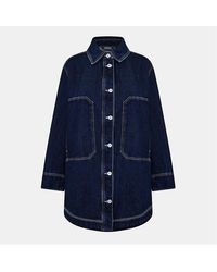 BOSS - Solid Patterned Full Button Denim Jacket With Front Pocket - Lyst