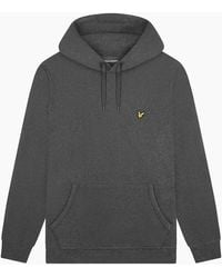Lyle & Scott - Lyle & Scott Branded Charcoal Marl Pull-Over Hoodie - Lyst
