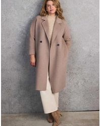 Live Unlimited London - Oatmeal Double Faced Coat - Lyst