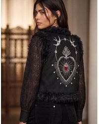 Nooki Design - Sacred Heart Embroidered Faux Fur Gilet - Lyst