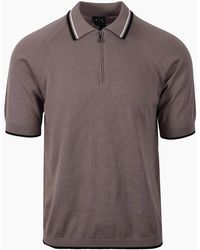 ARMANI EXCHANGE - Knitted Polo Shirt Driftwood - Lyst