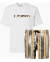 Burberry - Check Print Shorts Set - Lyst