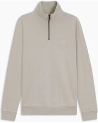 BOSS - Zip Neck High Collar Long Sleeve Sweatshirt - Lyst