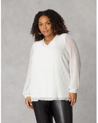 Live Unlimited London - Ivory Textured Rib Trim Blouse - Lyst