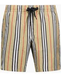 Burberry - Striped Check Print Swim Shorts - Lyst