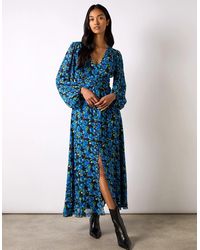 Ro&zo - Floral Print Ruched Waist Dress - Lyst