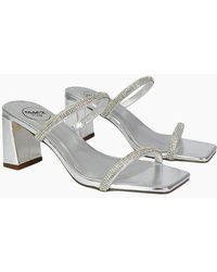 XY London - Ladies Holden Diamante Metallic Medium Block Heel Mule Sandals - Lyst