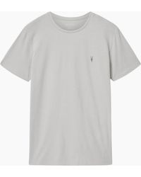AllSaints - T Shirts Lycra Stretch Cotton Crew Neck Short Sleeve Summer Tee - Lyst