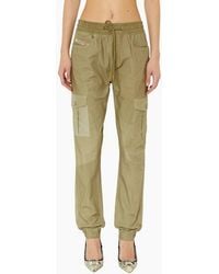 DIESEL - P-Ursula-Chalk Cargo Trouser Elastic Waist Tapered Leg Cotton Pant - Lyst