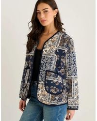 Gini London - Paisley Tile Print Lightweight Viscose Quilted Jacket - Lyst