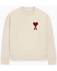Ami Paris - Ami Moonlight Cotton 'Ami De Coeur' Heavy Loopback Sweatshirt - Lyst