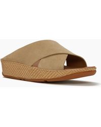 Fitflop - Lulu Lux Graphic-Weave Suede Cappuccino Sandals - Lyst