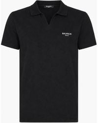 Balmain - Small Flock Logo Polo Shirt - Lyst