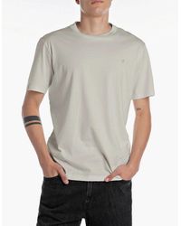 Replay - R Logo Crew Neck Premium T-Shirt Stone - Lyst