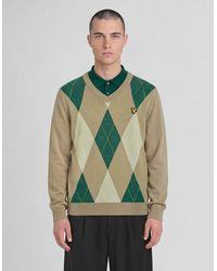 Lyle & Scott - Archive Argyle Knitted V-Neck Jumper - Lyst