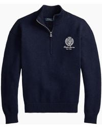 Polo Ralph Lauren - Half Zip Cotton Sweater 001 Hunter - Lyst