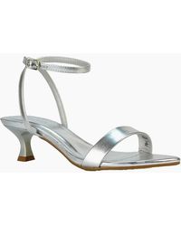 XY London - Ladies Antonia Metallic Strappy Low Kitten Heel Sandals - Lyst
