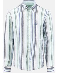 Fynch-Hatton - Stripe Pattern Pure Linen Button Down Shirt Mint - Lyst