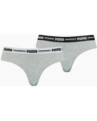 PUMA - 2-Pack Striped Logo Mid-Rise Brazilian Briefs, Melange - Lyst