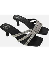 XY London - Ladies Sparkle Diamante Square Toe Mule Sandals - Lyst