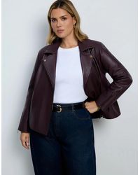 Live Unlimited London - Plum Leather Jacket - Lyst