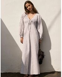 Ro&zo - Petite Stripe Cotton Tie Front Dress - Lyst