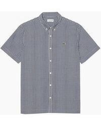 Lacoste - Lightweight Short Sleeved Poplin Check Shirt - Lyst