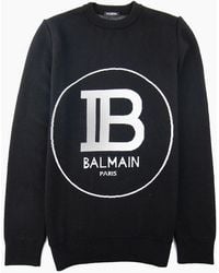 Balmain - Circle Logo Knitted Crew Neck Sweatshirt - Lyst