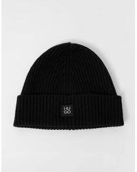 BOSS - Hugo Xola Metal Virgin-Wool Beanie Hat With Stacked Logo - Lyst