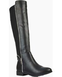 XY London - Ladies Sutton Zip Stretch Calf Flat Knee-High Boots - Lyst