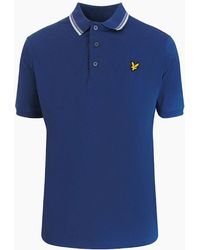 Lyle & Scott - Lyle & Scott Dashed Tipped Collar Ink Polo Shirt - Lyst
