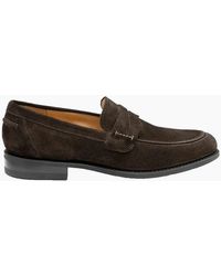 Loake - 356 Apron Saddle Loafer Dark Suede - Lyst