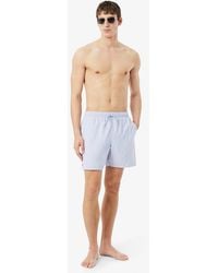 Lacoste - Mid Length Monochrome Swim Trunks - Lyst