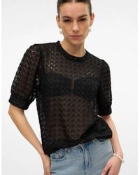 Vero Moda - Crew Neck Relaxed Fit Long Sleeve Blouse - Lyst