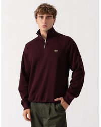 Lacoste - Zippered Stand-Up Collar Cotton Sweatshirt - Lyst