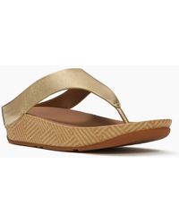 Fitflop - Lulu Lux Graphic-Weave Toe-Post Leather Platino Sandals - Lyst