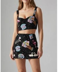 Oceanus - Vegas Beaded Mini Party Beach Co-Ord Skirt - Lyst