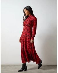 Ro&zo - Petite Zebra Print Tie Back Midi Dress - Lyst