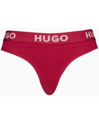 BOSS - Sporty Logo Thong, Burgundy - Lyst
